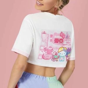 NEW SHEIN X Hello Kitty andFriends Cartoon And Letter Graphic Crop Tee Large